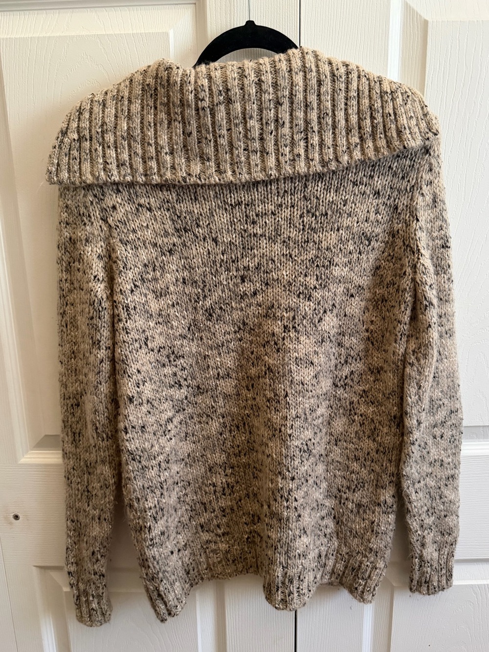 Kensie Marled Beige and Brown Hooded Knit Sweater - Picture 3 of 3